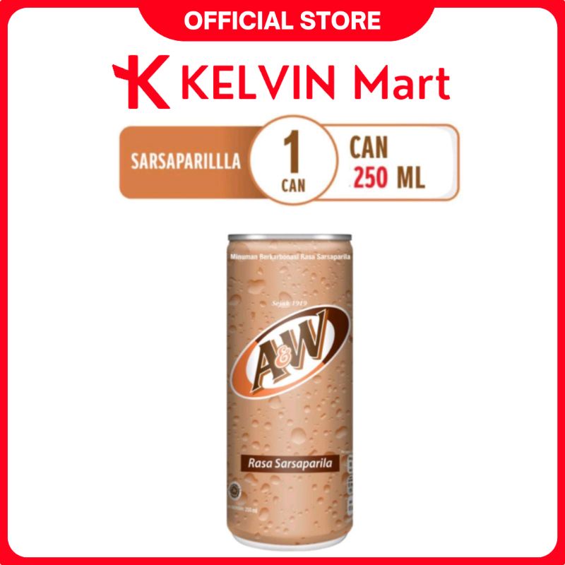 

A&W Minuman Soda Softdrink Rasa Sarsaparila AW Kaleng 250mL | KELVIN Mart