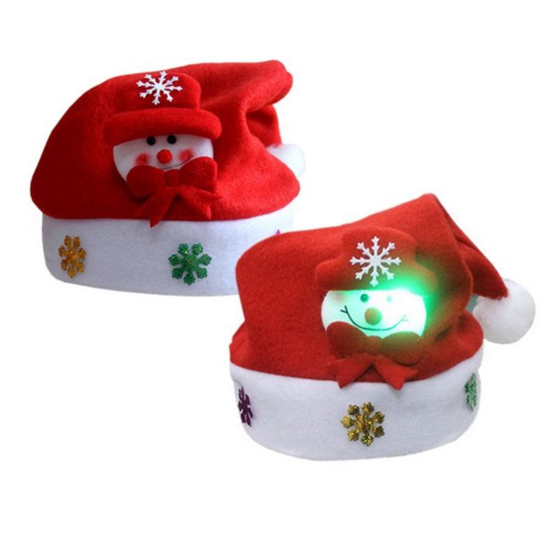 Topi Natal Sinterklas Rusa Salju LED Dewasa Dan Anak