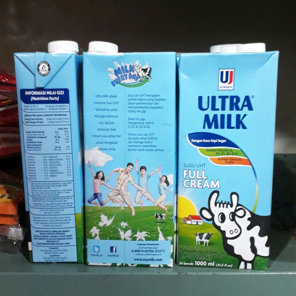 

Susu UHT Ultramilk Fullcream Ultra Milk Full Cream 1 Liter 1000ml 1000 ml