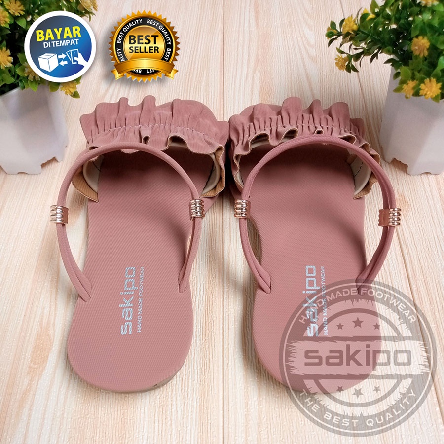 HUJAN PROMO 7.7 !! SANDAL WANITA DEWASA SLOP KERUT TALI BELAKANG CANTIK NYAMAN DIPAKAI / SAKIP0
