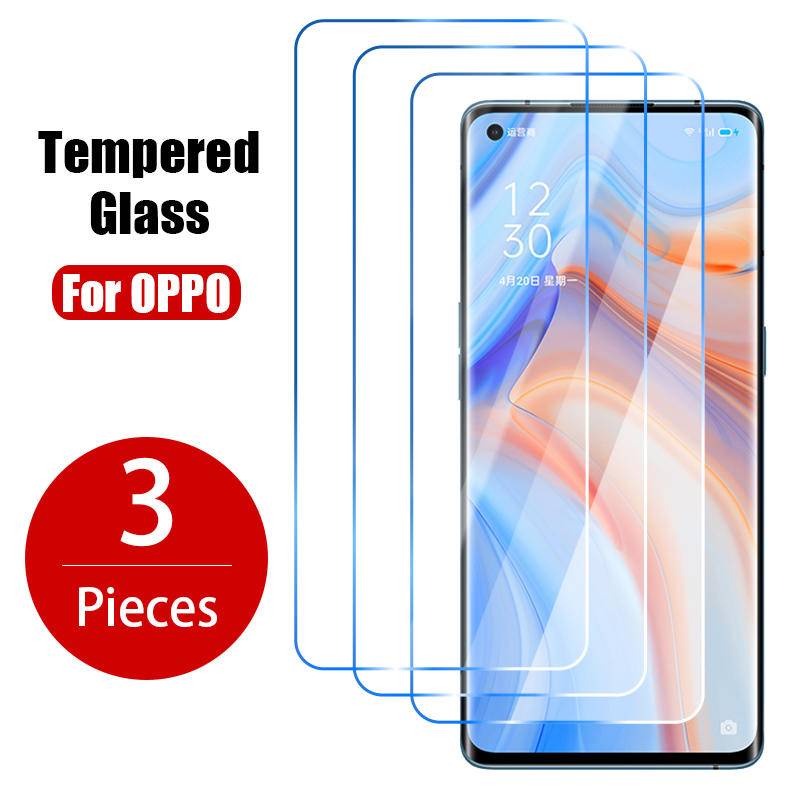 3pcs Pelindung Layar Tempered Glass Untuk OPPO A31 A32 A52 A53 A54 A55 A72 A73 A74 A91 A92 A92s A5 A9 A96 2020 5G Reno5 Reno7Pro X8