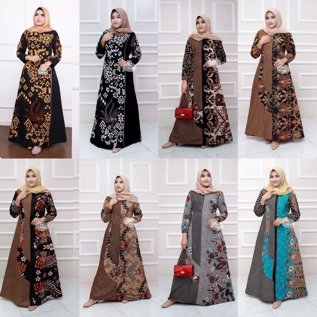 gamis batik kombinasi/gamis batik/batik wanita/batik gamis