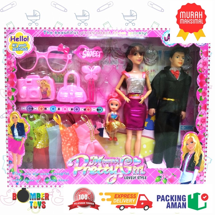 MAINAN ANAK BONEKA BERBIEE KELUARGA GANTI BAJU BERBIE BEAUTY 2630-P37