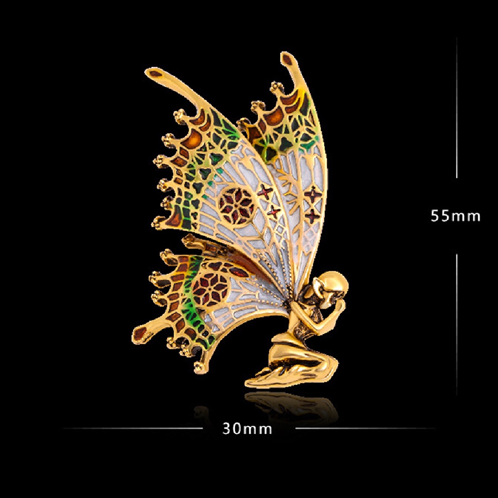 Bros Pin Enamel Bentuk Sayap Kupu-Kupu Gaya Vintage Untuk Wanita