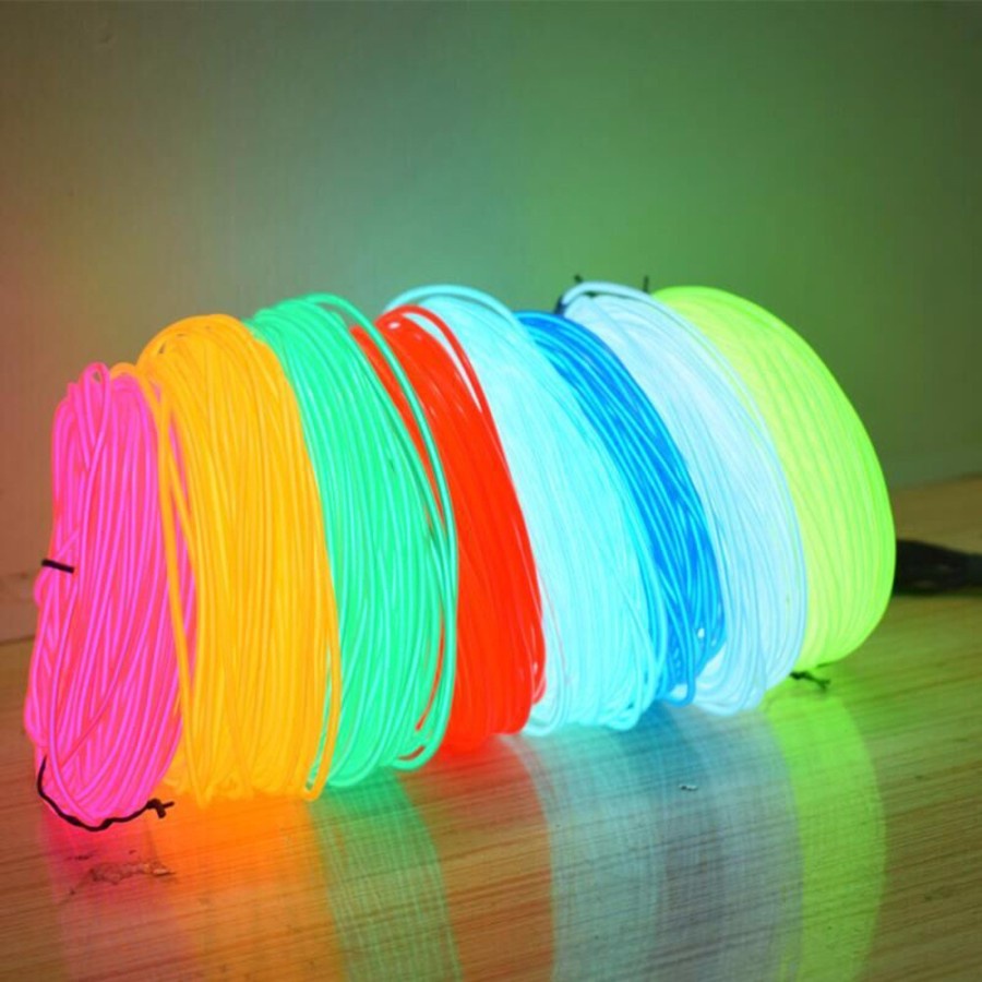 Lampu Neon Glow Light EL Wire Flexible CCFL Electroluminescent Meteran