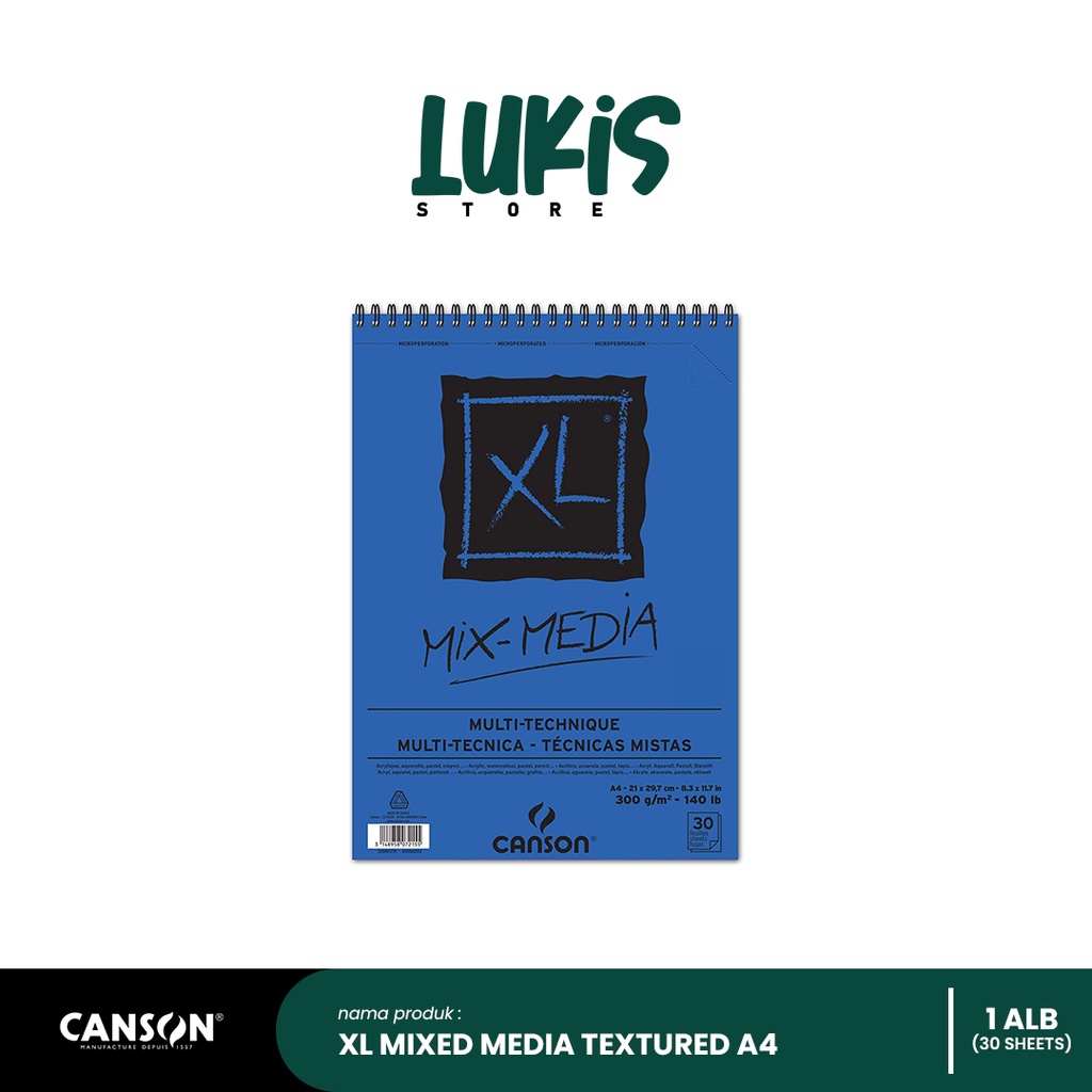 

CANSON XL Mix Media 300G | Ukuran A4 | 30 Sheets | 200807215