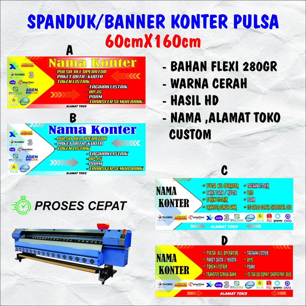 SPANDUK/BANNER KONTER PULSA FREE DESAIN