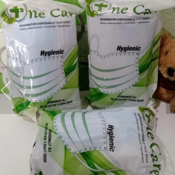 Masker earloop biru one care pouch t-goldenbee