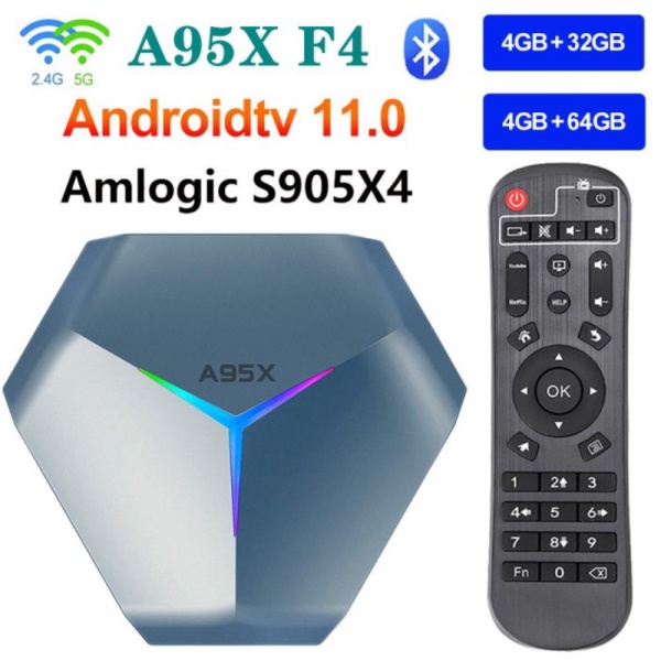 Android Tv Box A95X F4 4GB/32GB Amlogic S905X4 QuadCore ARM Cortex-A55 - A95X F4 4/32GB Diskon