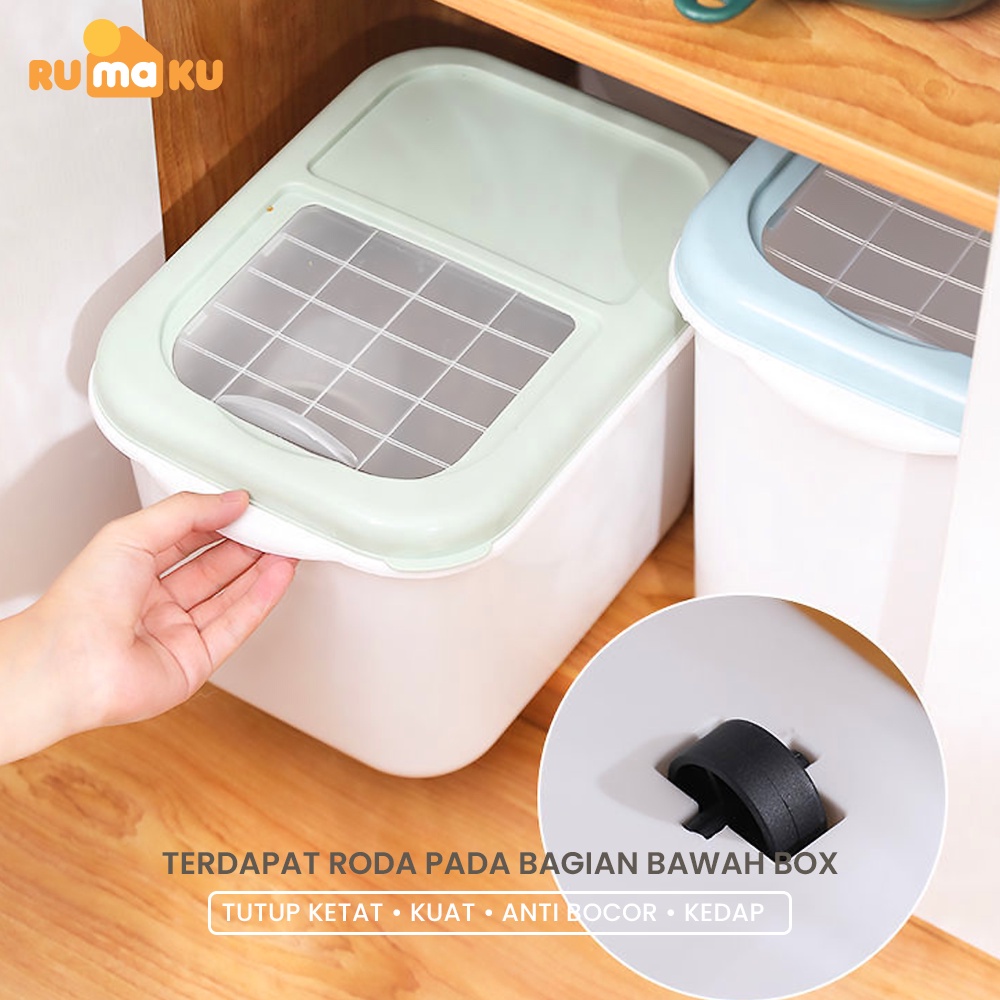 Rumaku Tempat Penyimpanan Beras 5 kg / 7.5 kg / 10 kg Dispenser Beras Kotak Beras Anti Serangga
