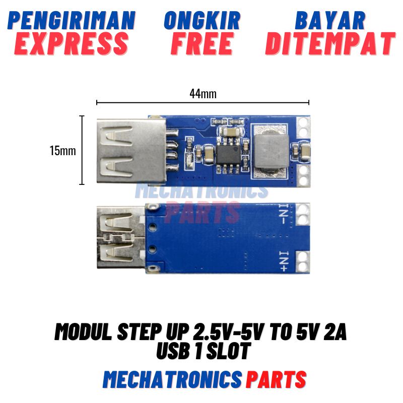 MODUL STEP UP 2.5V-5V TO 5V 2A USB 1 SLOT FAST CHARGER CAS 18650