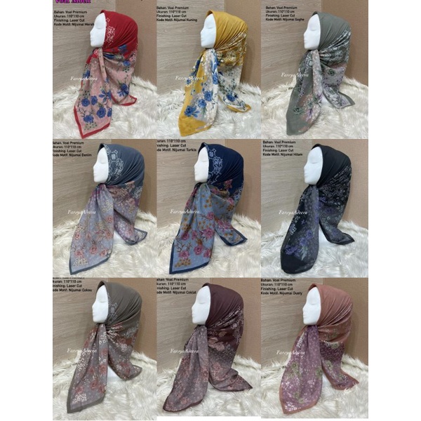 Hijab VOAL PREMIUM Motif 100 Jilbab Segiempat Motif Laser Cut