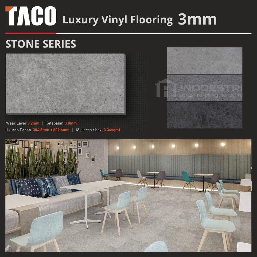 Taco Lantai Vinyl Stone Series 3mm / Vinyl Taco 3mm Stone Series