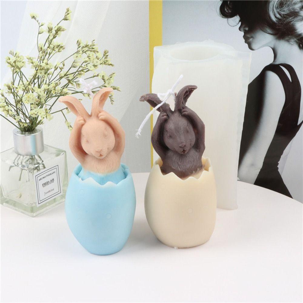 Solighter Eggshell Bunny Candle Cetakan Alat Clay Pesta Gereja Handmade Silicone Mold