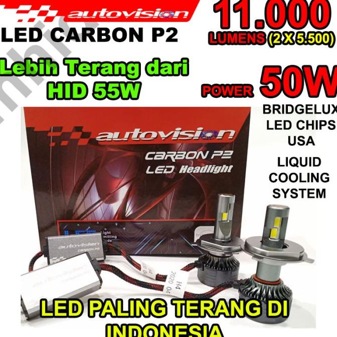 LAMPU LED H1 Autovision CARBON P2 11000Lumens 50W Super Terang