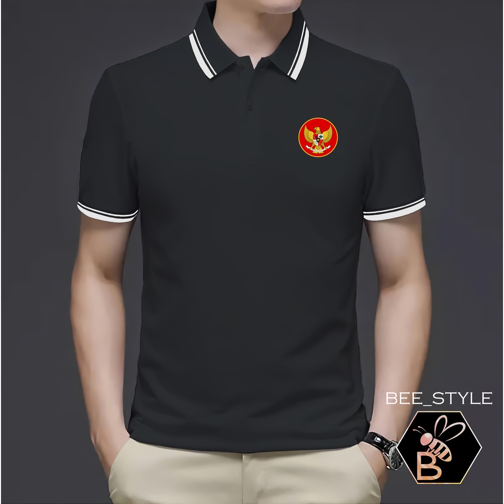 Kaos Kerah Pria Logo Garuda / Kaos Polo List II Garuda Merah / Kaos Pria Polo Shirt