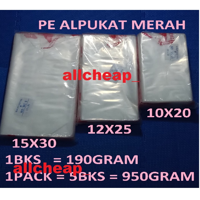 PE ALP MERAH PLASTIK ES GULA MINYAK ALPUKAT MERAH - ALP M 10X20