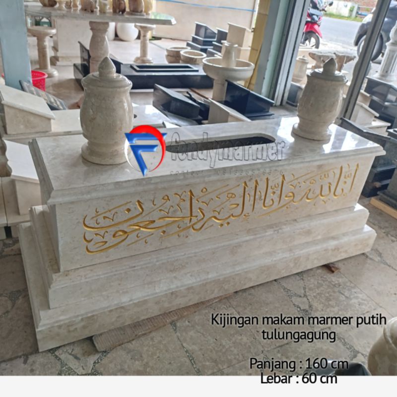 Kijingan makam batu marmer putih tulungagung berkualitas