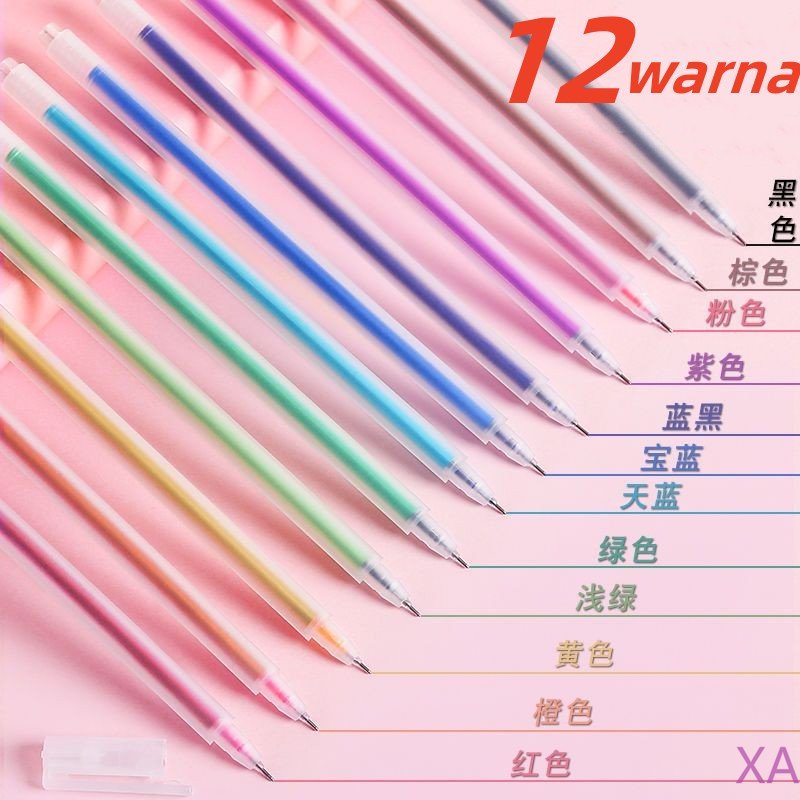 

BARU 12 PENA GEL WARNA / PEN 12 WARNA