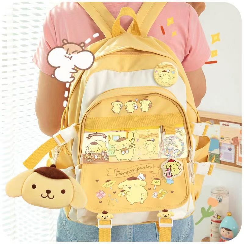 tas selempang murah tas korean style kanvas slingbag korea tas murah  Sera Tas Sekolah Sera Wanita Sanrio Kuromi Tas Ransel Perjalanan Bersama Wanita 2021 Baru Tas Ransel Tren Fashion Pria