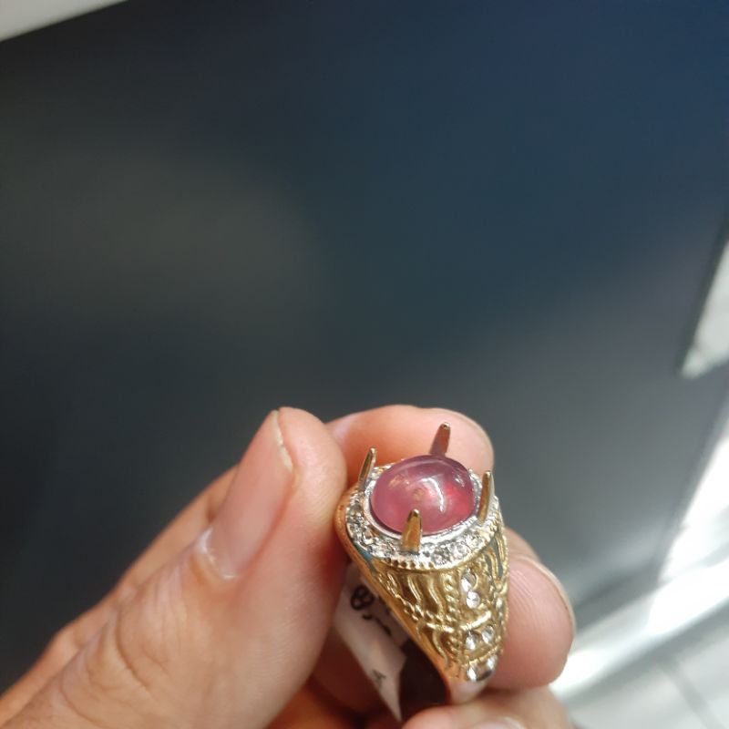 cincin titanium batu ruby asli