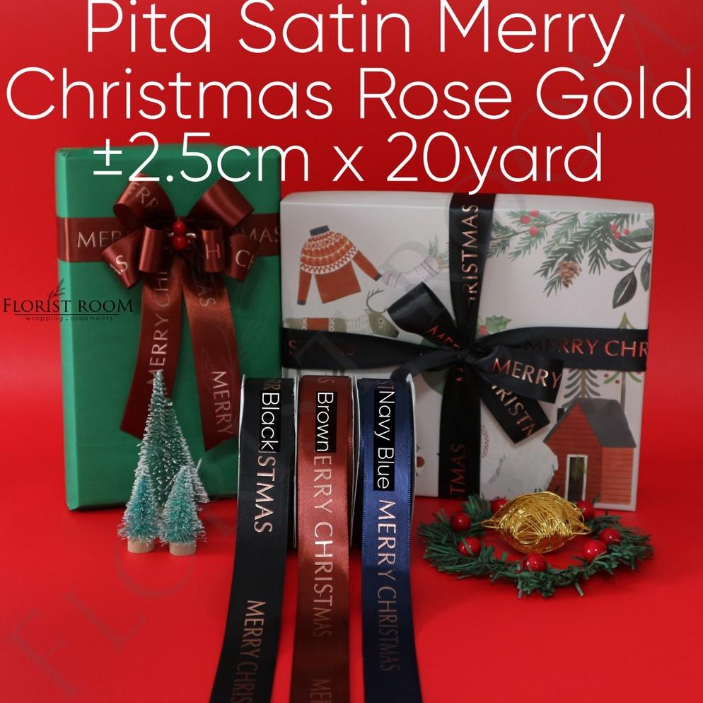 

Pita Satin Merry Christmas ROSE GOLD 2.5cm x 20 yard