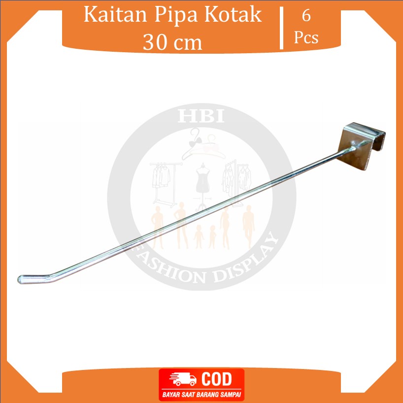 Single Hook Besi Chrome Pipa Kotak 30 cm Gantungan Display