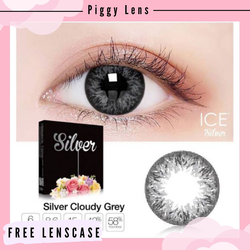 SOFTLENS ICE SILVER DIA 15MM NORMAL &amp; MINUS 0.50 SD 2.50 free lenscase