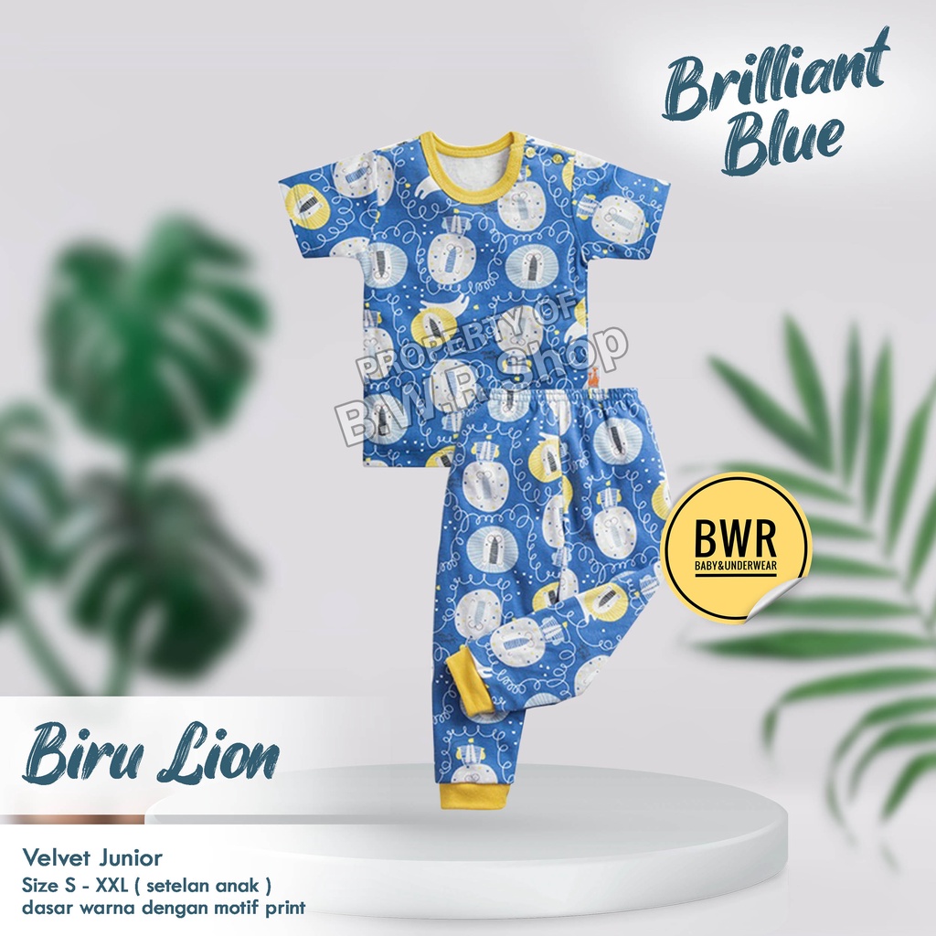 PROMO [ 3 Setel ] CPR Velvet Junior Parade Of Joy Brilliant Blue Terbaru / Setelan Piyama Baju Bayi Tidur Unisex Lengan Pendek | Bwr