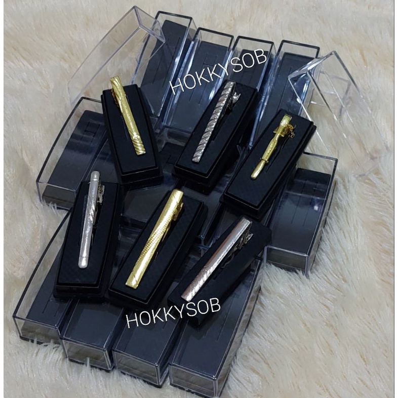Box jepit dasi dan Jepit dasi gold silver paket klip dasi dan kotak