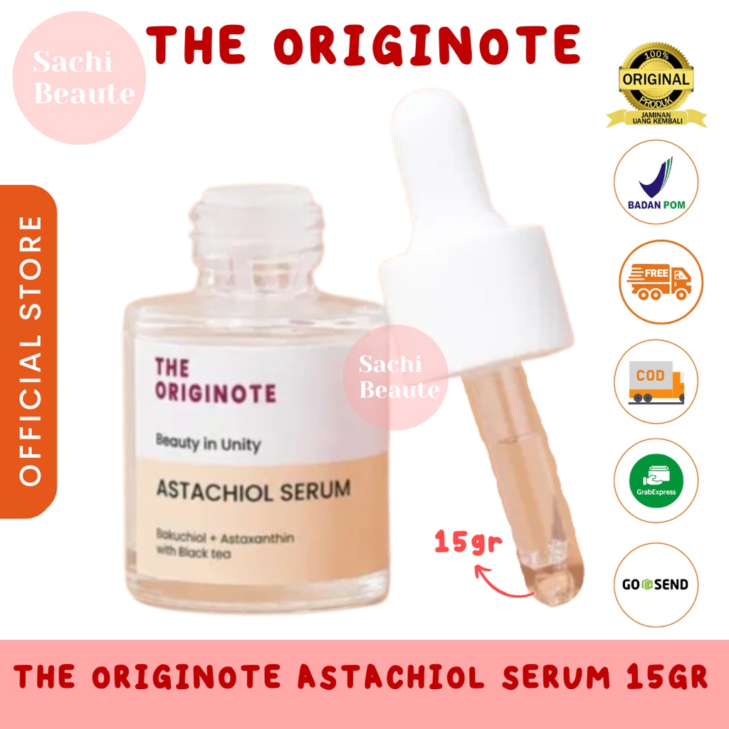 The Originote Astachiol Serum 20ml - Serum Anti Aging Menyamarkan Kerutan Garis Halus dan Menunda Tanda Penuaan Dini with Astaxanthin, Bakuchiol and Black Tea Retinol ORIGINAL