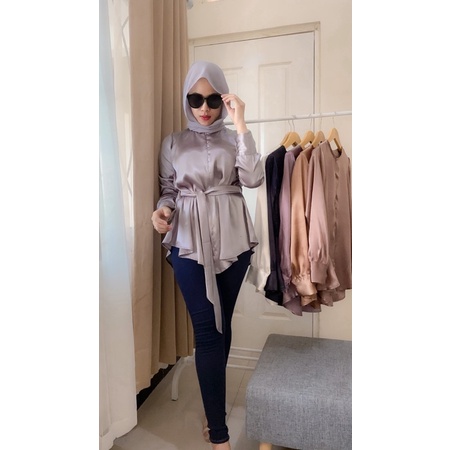 DHUHA SATEEN SILK - BLOUSE by ANEESHA.OFFICIAL (blus / kemeja bahan satin)
