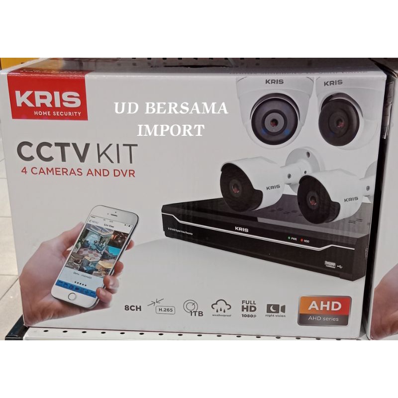 KRIS Set CCTV AHD 4 Kamera 1080P H265 8CH/Kamera CCTV