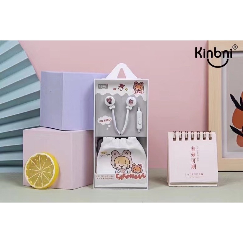 [ KN-8250 ] Set Headset Earphone LOVE CARTOON LUCU / Kain penyimpanan Earphone Karakter Lucu Termurah