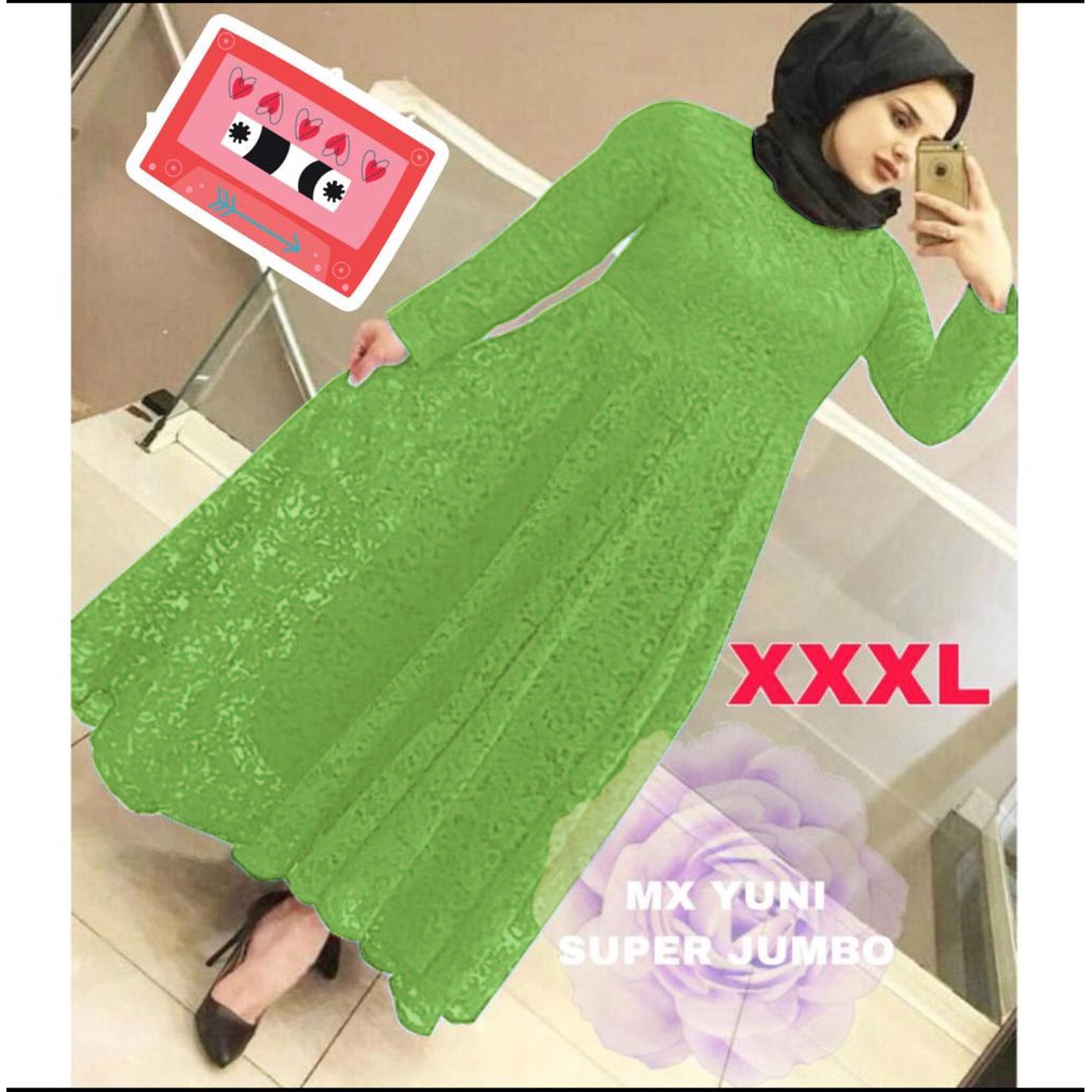 (PASTI REALPIC) GAMIS YUNI SUPER JUMBO XXXL BUSUI BIGSIZE MAXI DRESS MUSLIM BRUKAT TULANG TIMBUL