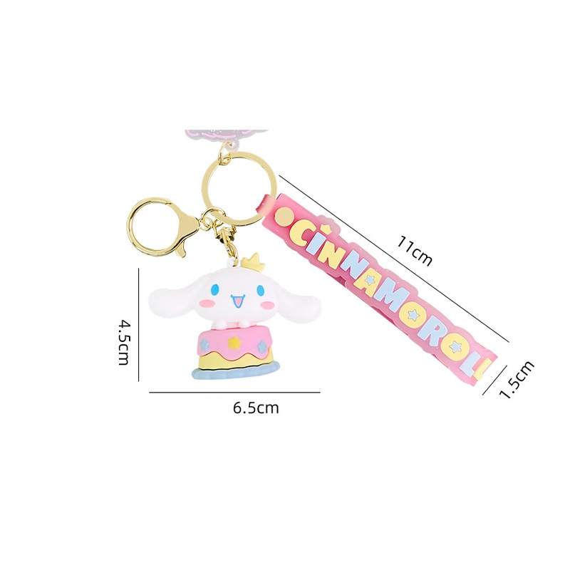 Kawaii Sanrio Cinnamoroll Pendant Wooden Horse Cake Candle Figure Toy Keychain Girl Xmas Gift