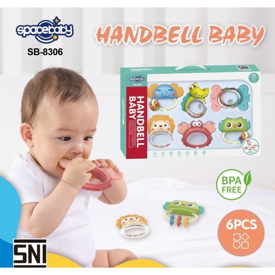 Gigitan Bayi Spacebaby Baby Teether SB 8305 SB 8306 SB 8307 BPA FREE - SB 8305 Spacebaby Handbell Baby