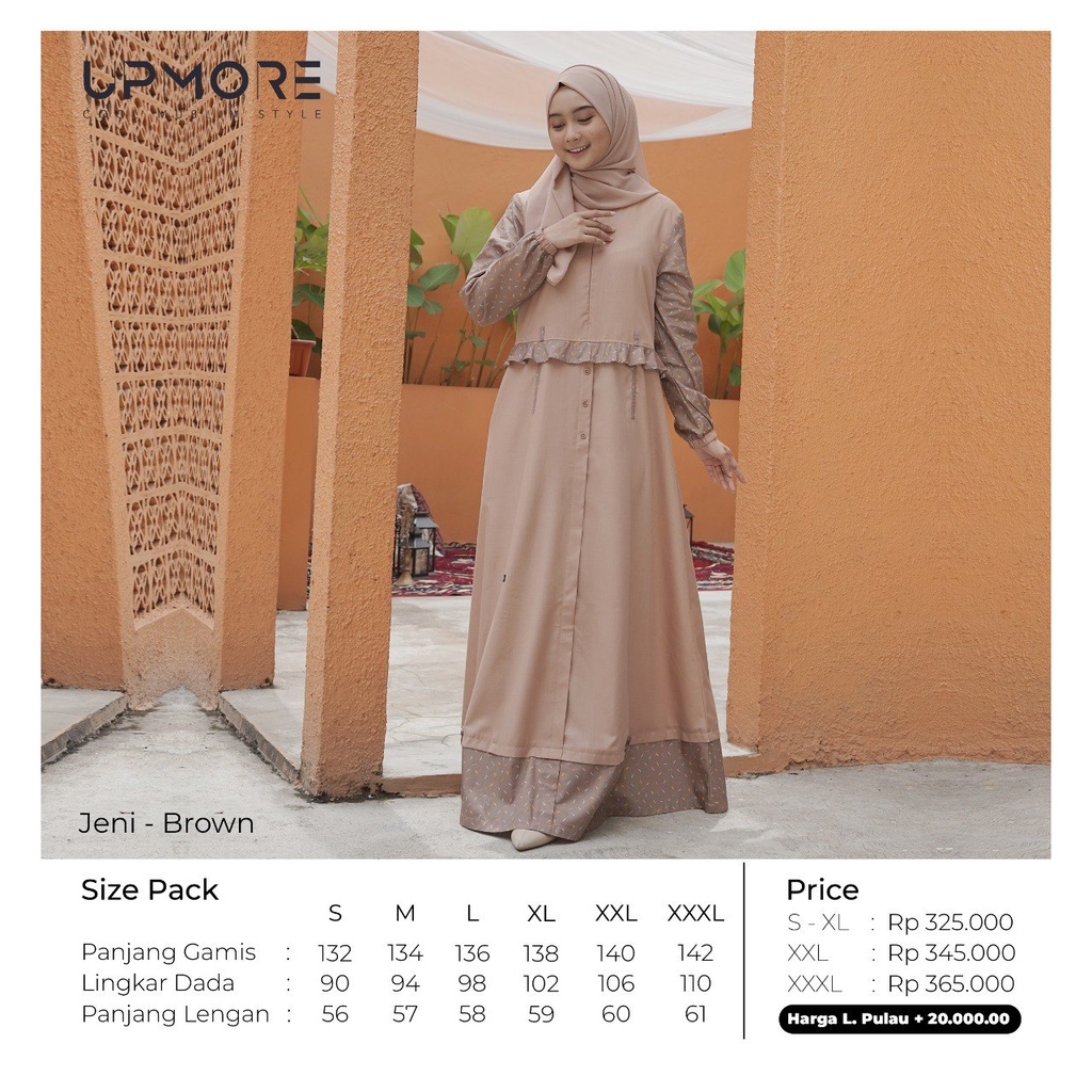 TERBARU Gamis Katun Remaja ORIGINAL UPMORE JENI Brown I COD I BEKASI