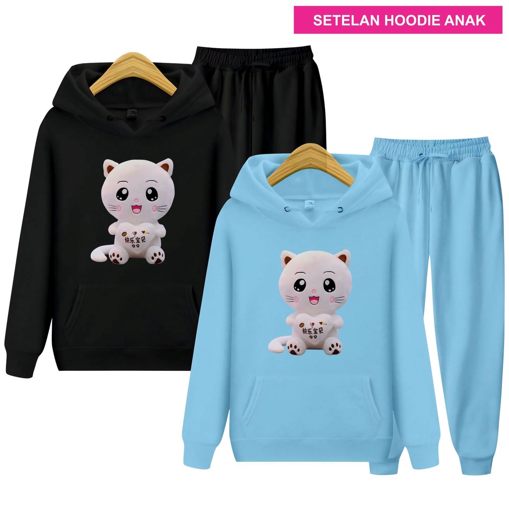 Setelan Sweater Hoodie Anak Japanese Cat