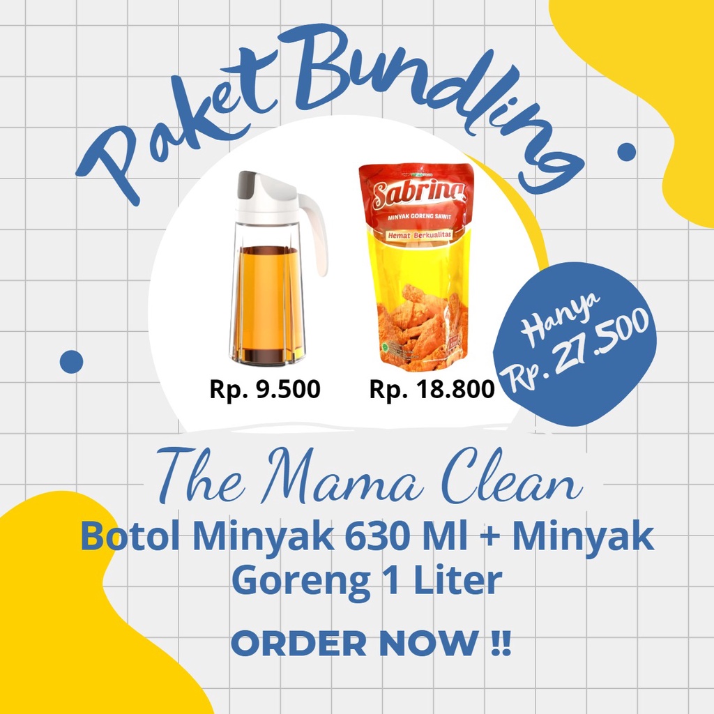 BOTOL MINYAK 630 ML+MINYAK GORENG SABRINA 1L (PAKET BUNDLING)