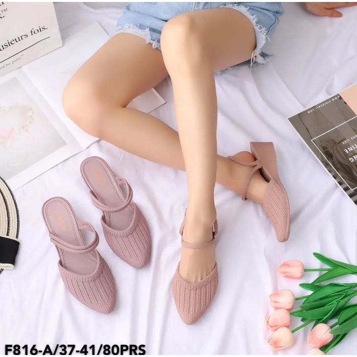 Sepatu sandal wanita jelly / karet import high / Breslin 816