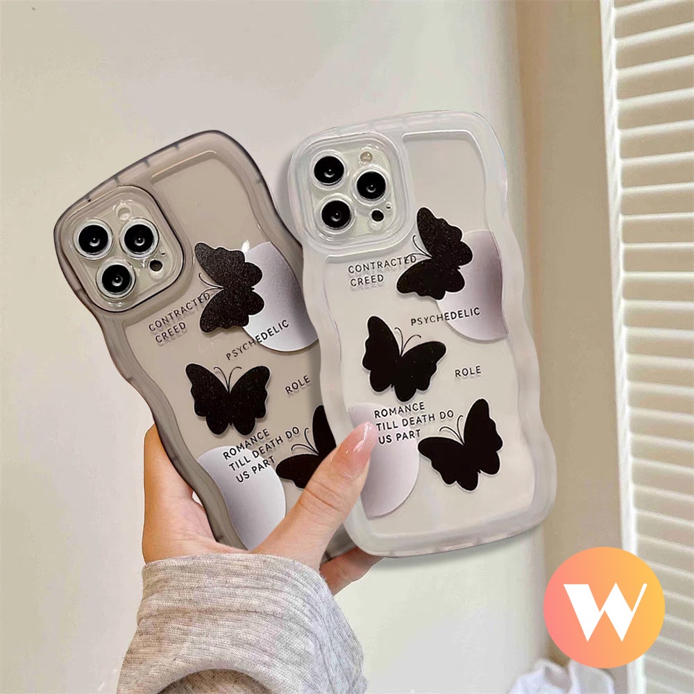 Romance Butterfly Case OPPO A17 A96 A16 A12 A55 A15 A54 A95 A16s A57 A74 A72 A7 A16K A1k A5 A76 A12E A32 A5s A35 A77s A52 Reno 7z 8z 8 A53 A3s 7 6 A15s A9 Wavy Edge Soft Sarung Tpu