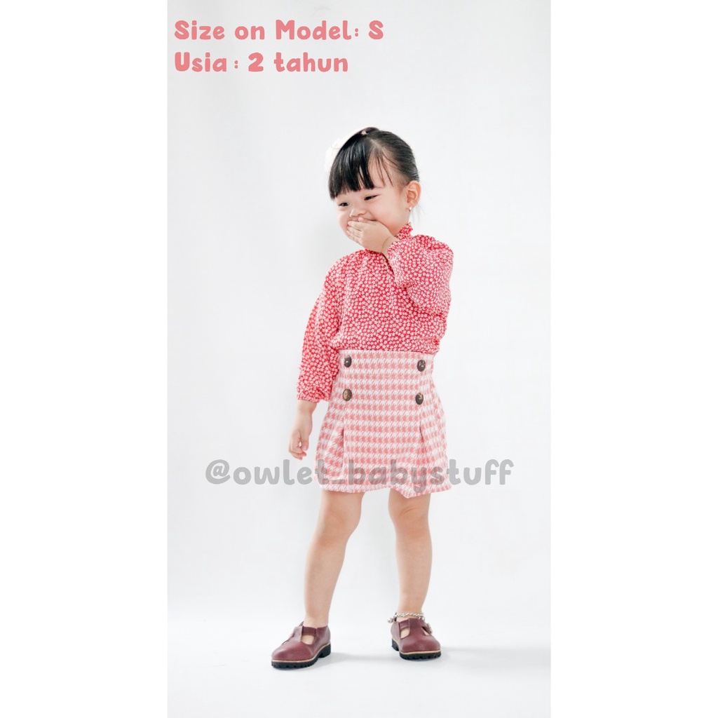 Owlet - rok anak perempuan / bawahan anak perempuan / rok mini anak  / rok pendek anak / rok korea kancing / rok remple korea anak