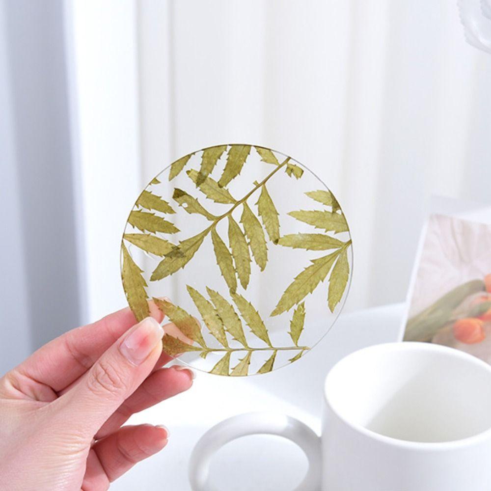 【 ELEGANT 】 Cup Coaster 1pcs Tatakan Gelas Handmade Akrilik Kreatif Tanaman Tebal