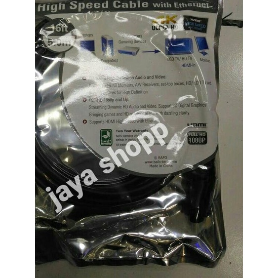 kabel hdmi bafo 5m/hdmi bafo 5 meter