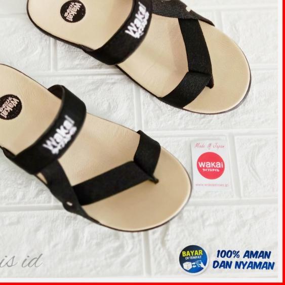 Sandal Selop pria Impor murah - Sandal keren Cowok slip on flat - Cokelat, 39