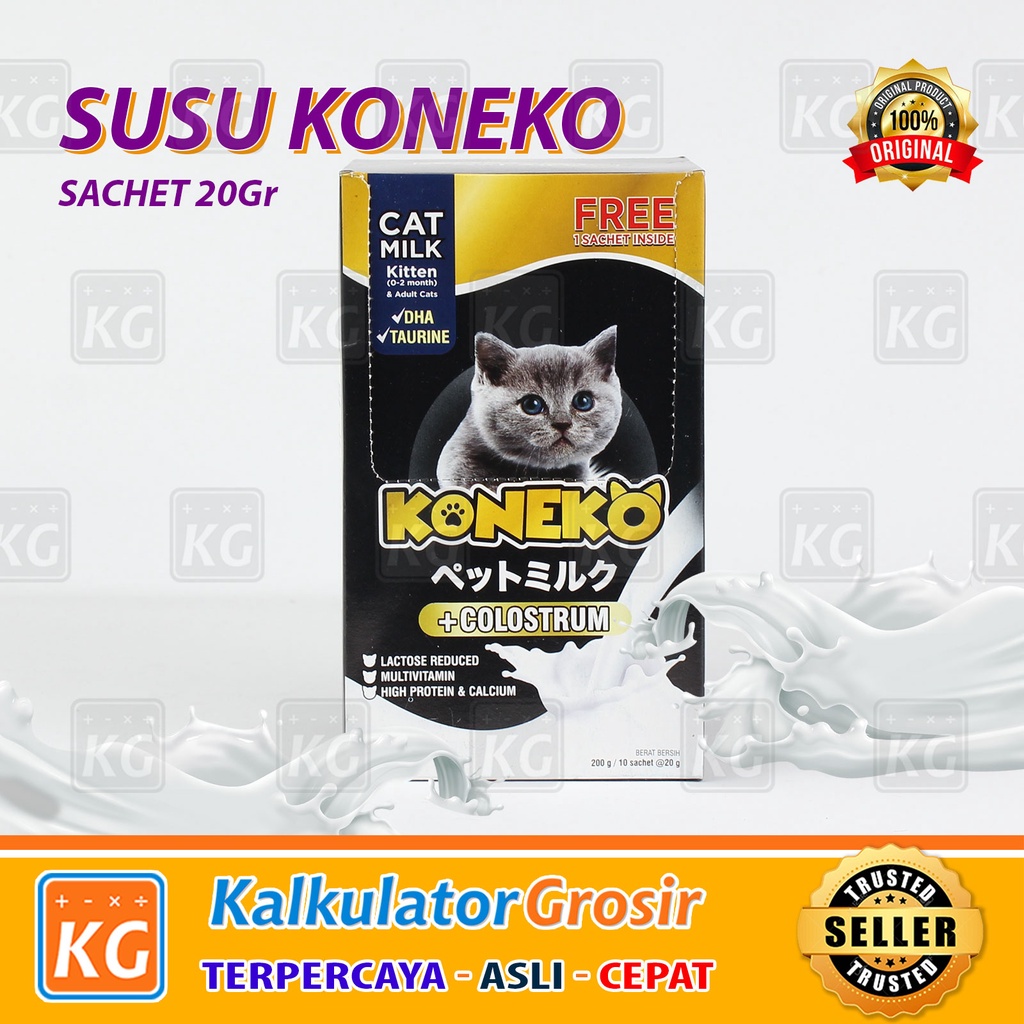 Koneko Baby Cat Milk 20gr Sachet / Susu Kucing Koneko 20gr Per Sachet Cat Milk / Japan Licensed / Baby Kitten &amp; Adult Cats No Growssy dengan Colostrum