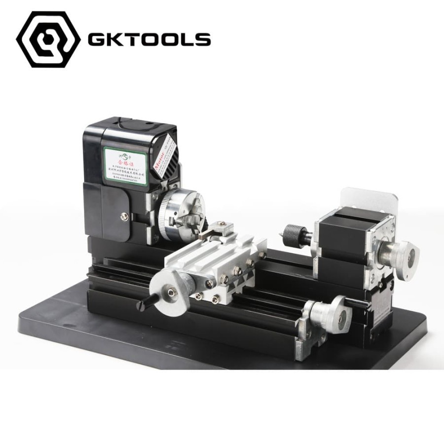 Mini Mesin Bubut Lathe Wood Metal Machine 24W GKTOOLS Z20002M Hitam