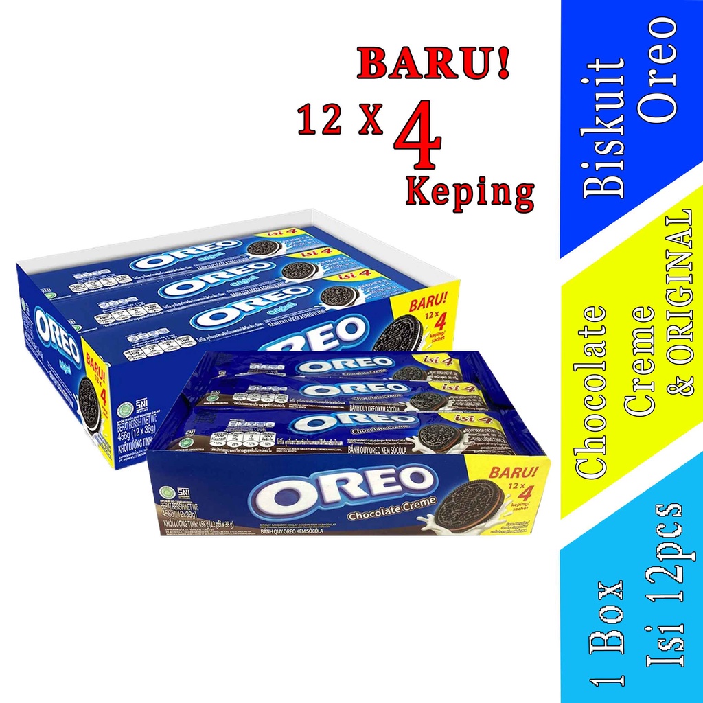 

Biskuit Sandwich Coklat - Oreo Biskuit - Dengan Krim Vanilla & Coklat - 1 Box 12pcs