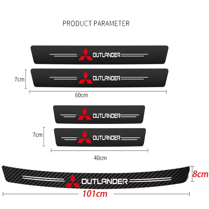 Stiker Pelindung Pintu Mobil Bahan Kulit Serat Karbon Anti Gores Untuk Mitsubishi Outlander GM GN GF GG Outlander